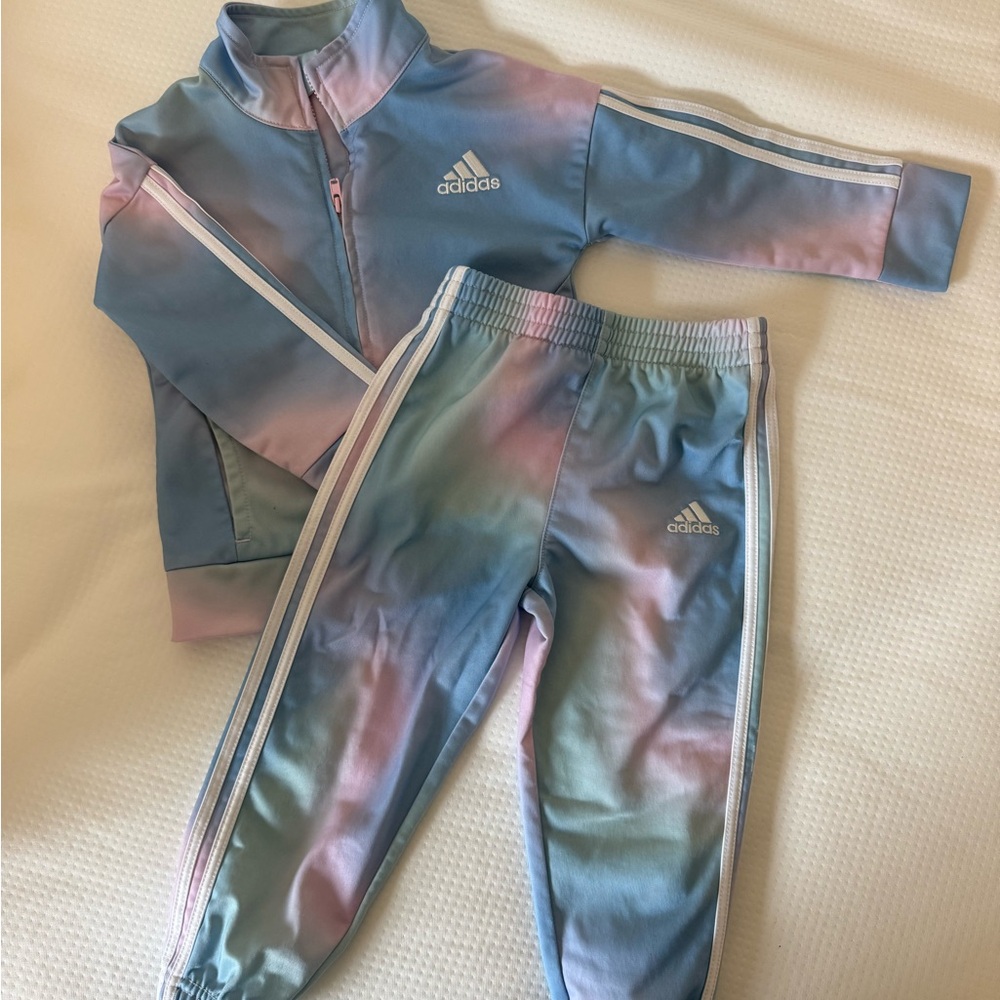 Adidas Baby Blue and Pink Tracksuit